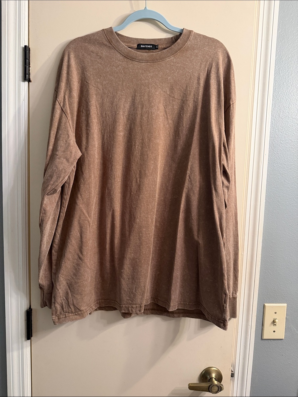 Vintage Wash Brown Long Sleeve Tee
